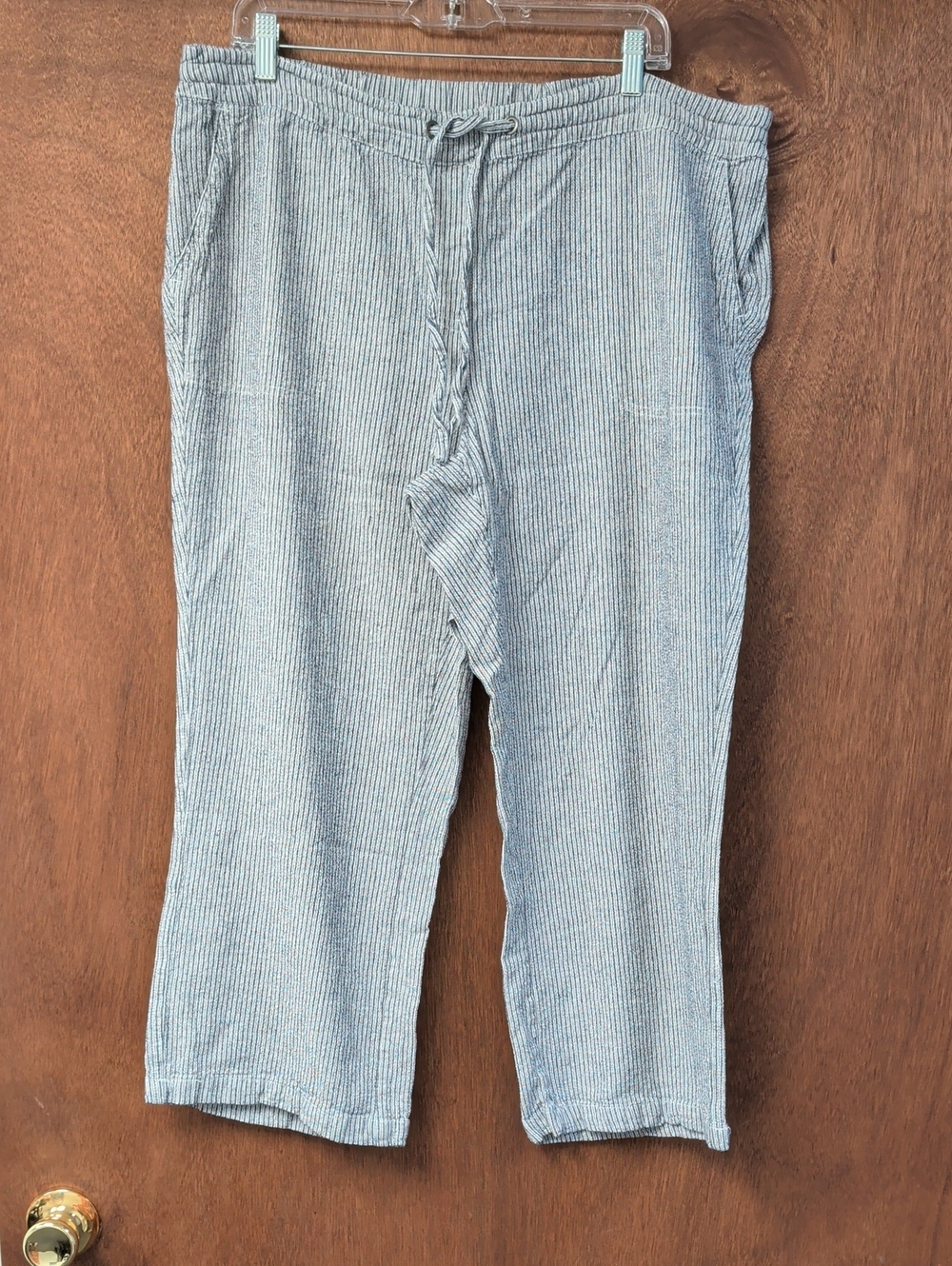 Per Se Light Blue Striped Wide-Leg Pants